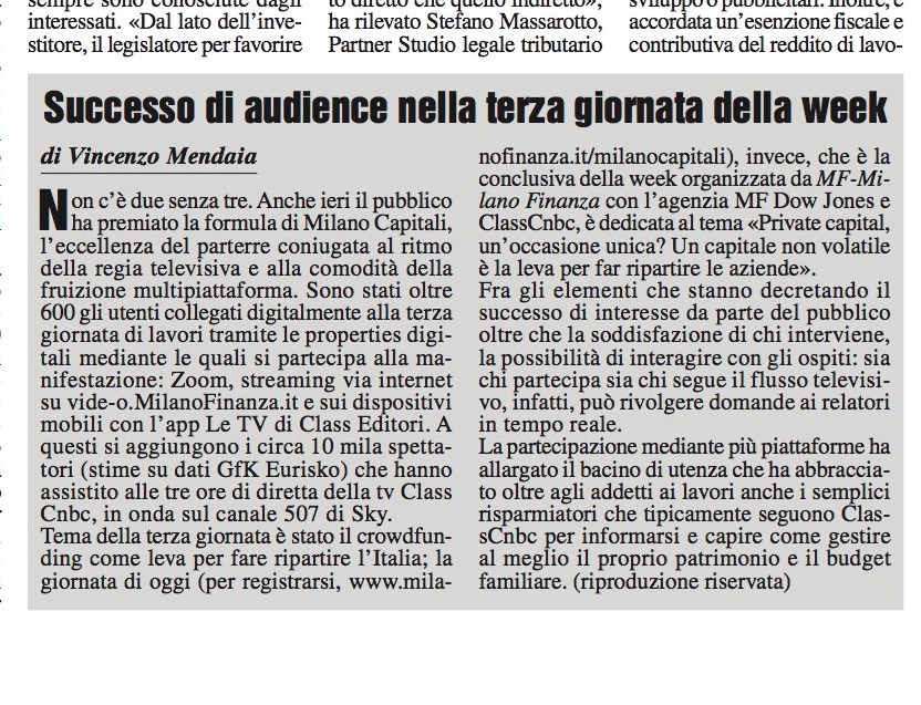 Successo di audience nella terza giornata della week