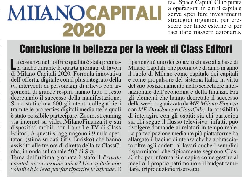 Conclusione in bellezza per la week di Class Editori